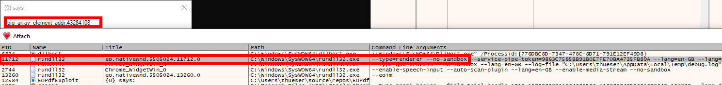Chromium renderer process has the sandbox disabled!